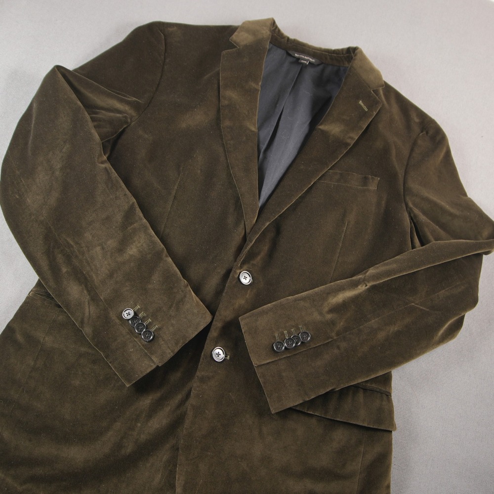 Banana Republic Profilo Italia Velvet Men Blazer Smoke Jacket 42R Green Retro